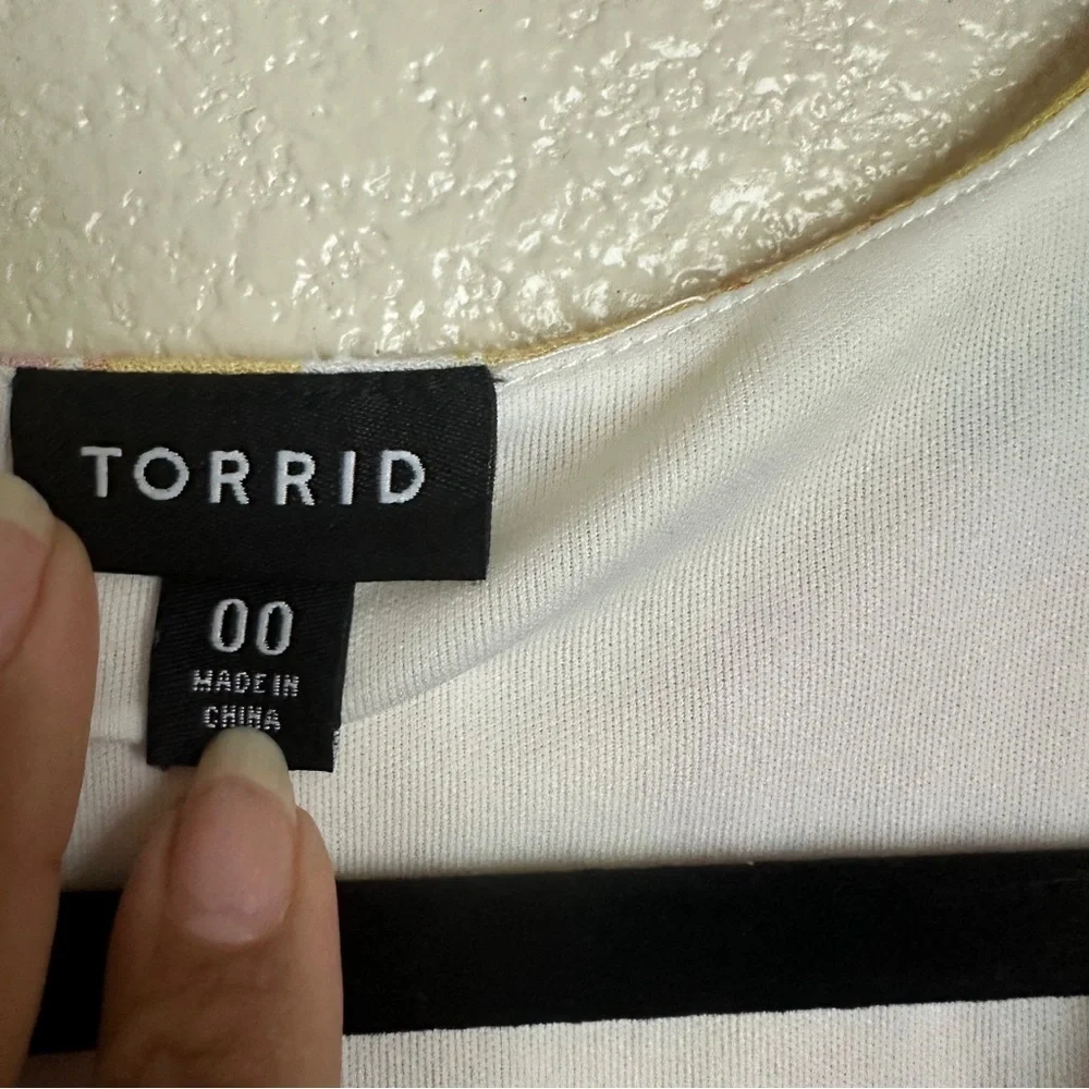 Torrid Peach Floral Gauze Hi-Lo Dress Sz 00 M‎ 10